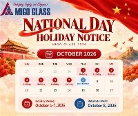 Oznámenie o sviatočnom sviatku MIGO Glass 2026